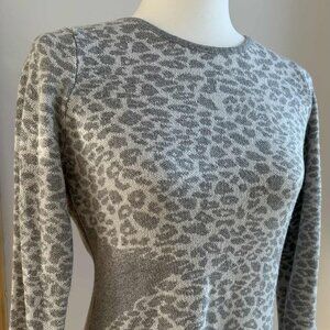 Karl Lagerfeld Paris Leopard Jacquard Metallic Lurex Knit Bodycon Dress – US M